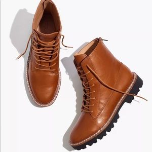 MADEWELL The Citywalk Lugsole Lace-Up Boot in Leather NWOT